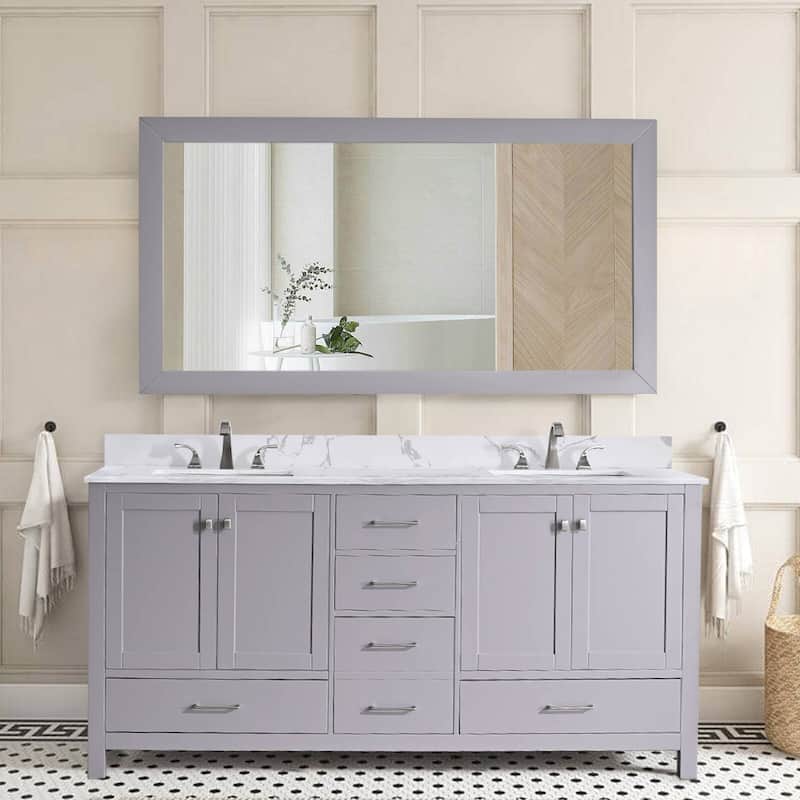 Prismosaic 72 in. Lunar Gray Vanity with Countertop & Splash,Double Sinks