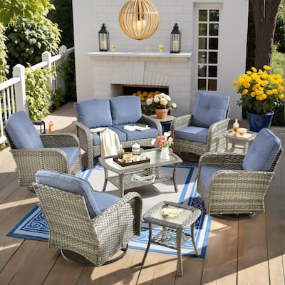XIZZI Outdoor Patio Furniture Wicker Sofa Swivel Chair Set