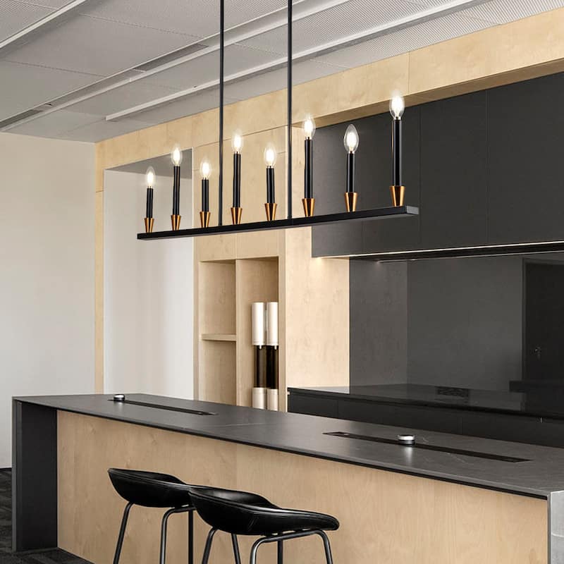 Kitchen Island Lights Linear Farmhouse Chandelier Linear Candle Chandelier - 8-Light