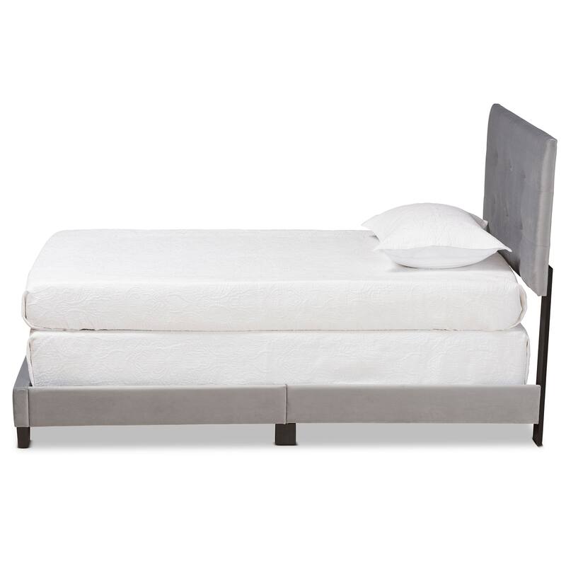 Caprice Contemporary Glam Velvet Fabric Twin Size Panel Bed