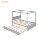 preview thumbnail 17 of 36, Full Size Canopy Bed with Twin Size Trundle Bed, Solid Wood Full Platform Bed with Headboard, Footboard and Slat Support