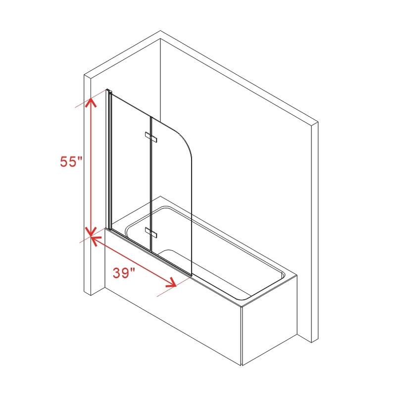 39 in. W x 55 in. H Pivot Tub Door in Matte Black with Clear Tempered Glass