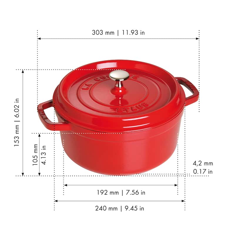 STAUB Cast Iron 4-qt Round Cocotte