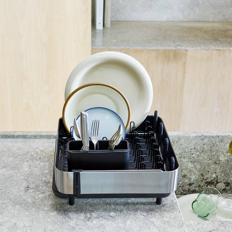 Extend Steel Plus Expandable Dish Rack with Wine Glass Holder