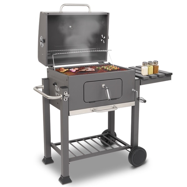 ZOKOP Square Oven Charcoal Tray Oven Wheel Outdoor with Foldable Side. Opens flyout.