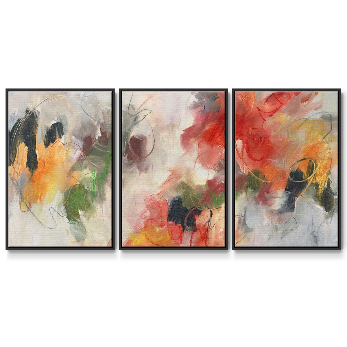 Abstract Floral Delight II - Multi Piece Framed Canvas