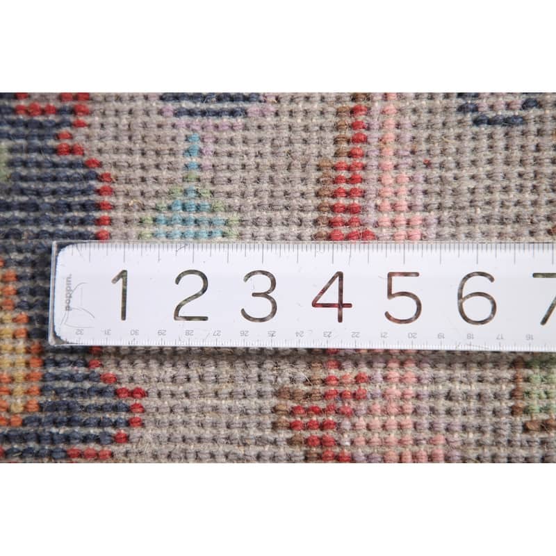 Grey Transitional Floral Oushak Accent Rug Hand-Knotted Wool Carpet - 2'7"x 5'11"
