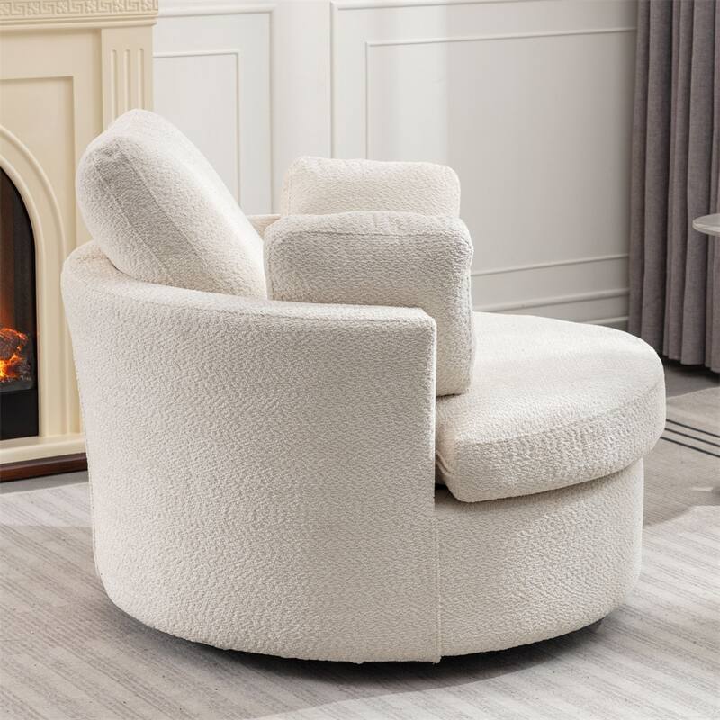 Oversize Swivel Chair Cozy Club 360 Degrees Swivel Sofa with 3 Pillows