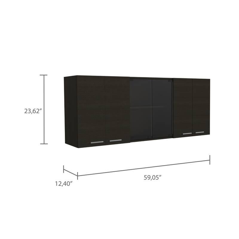 Yuma 150" Wall Cabinet, Two Close Cabinets, Two Open Shelves