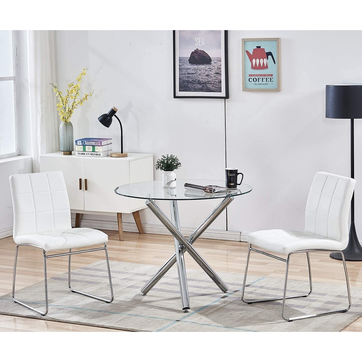 3 piece glass discount dining table set
