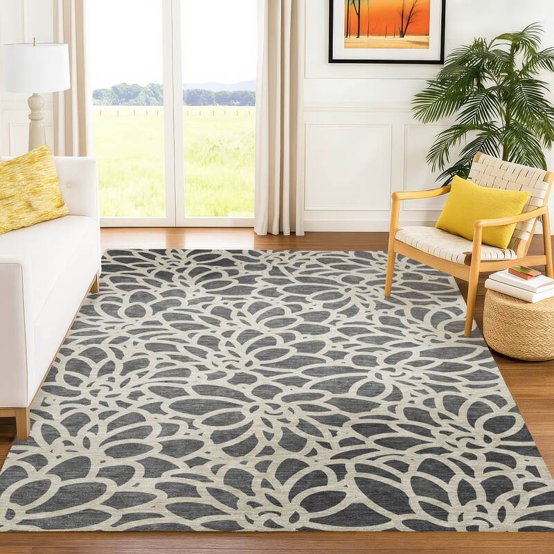Machine Washable Indoor/ Outdoor Floral Craze Chantille Rug