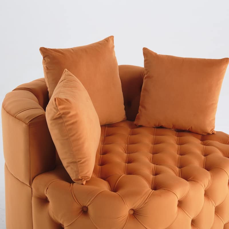 Classic Upholstered and Tufted Barrel Chair