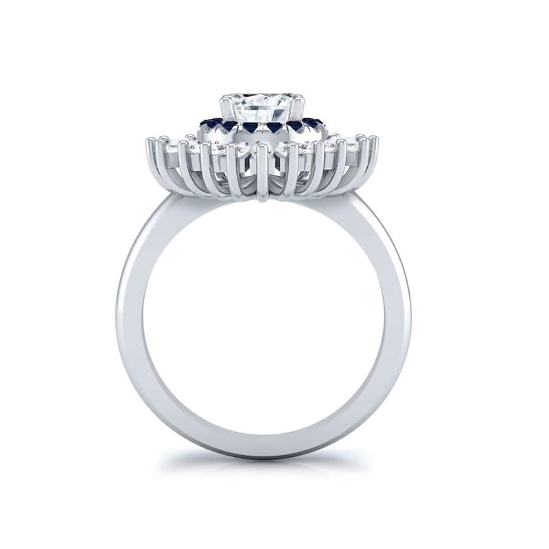 Auriya 14k Gold 1 1/3ctw Ballerina Diamond and Sapphire Engagement Ring Certified (G-H, VS1-VS2)
