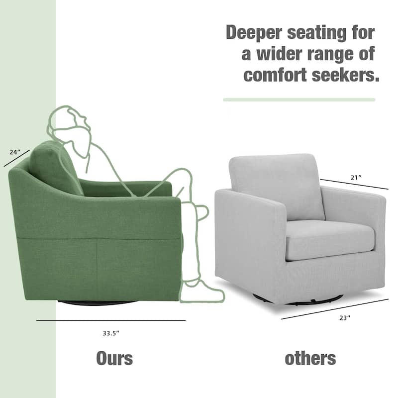 Swivel Accent Chair - Modern Linen Armchair with Removable Cover for Living Room & Reception