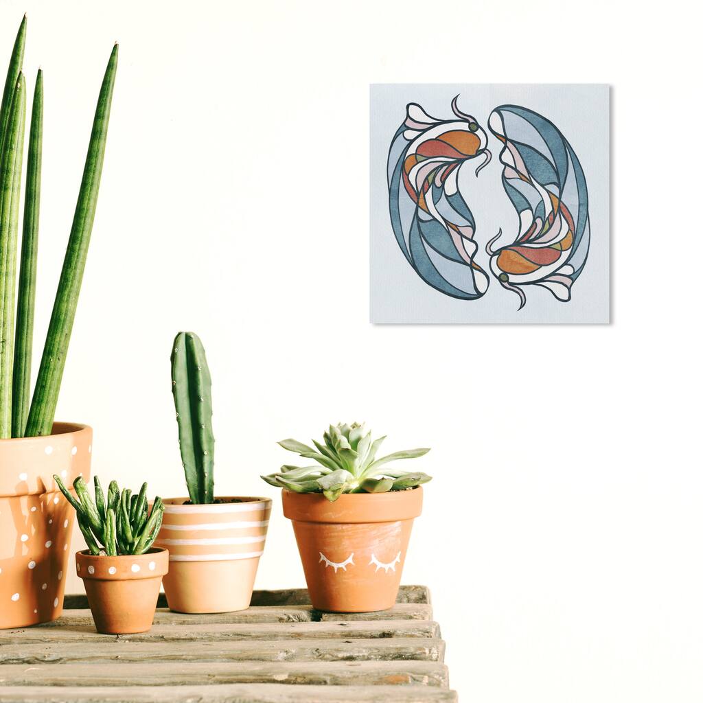 Wynwood Studio Canvas Animals Koy Circles Blue and Amber Nautical & Coastal Wall Art Canvas Print