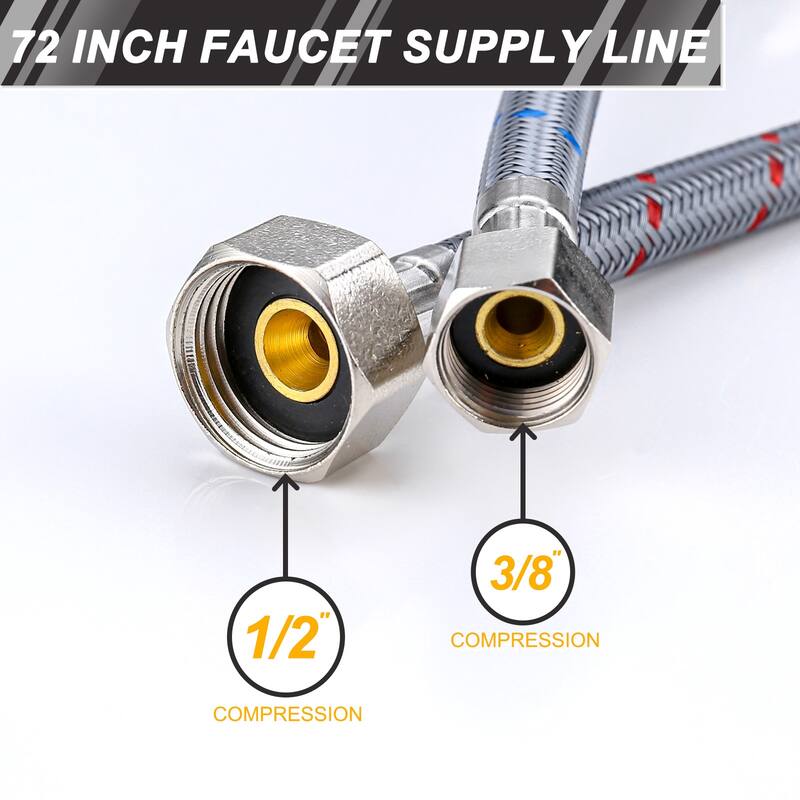 WOWOW 3/8 in. Comp x 1/2 in. FIP Braided Nylon Faucet Connector