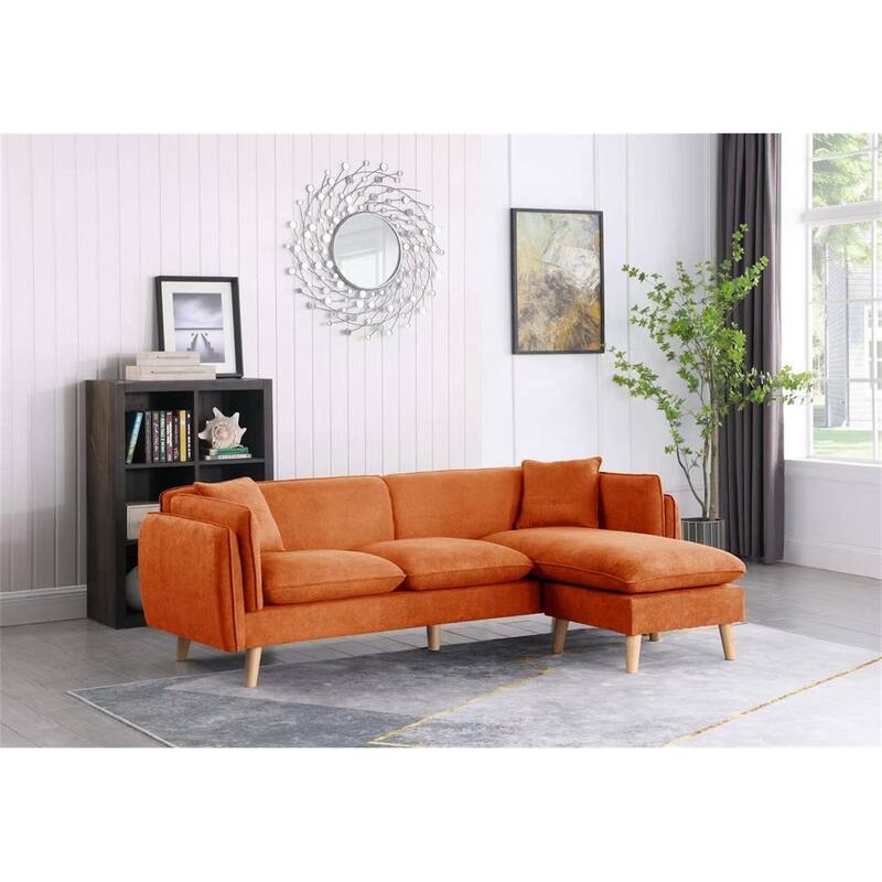 Fabric Sectional Sofa Chaise with Tapered Legs
