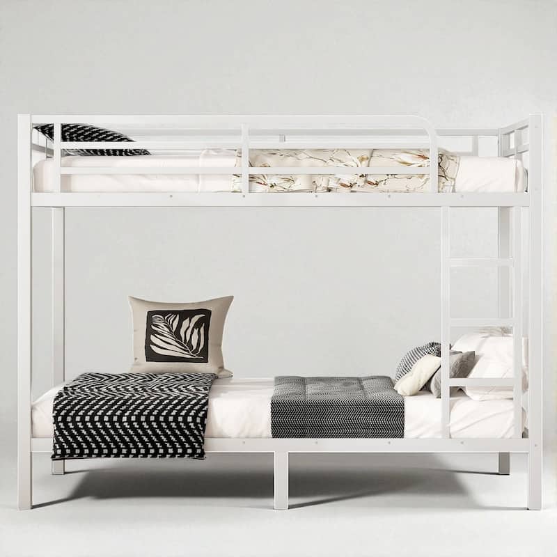 Metal Twin XL over Twin XL/Full over Full Bunk Bed for Teens, No Box Spring, Noise Reduced