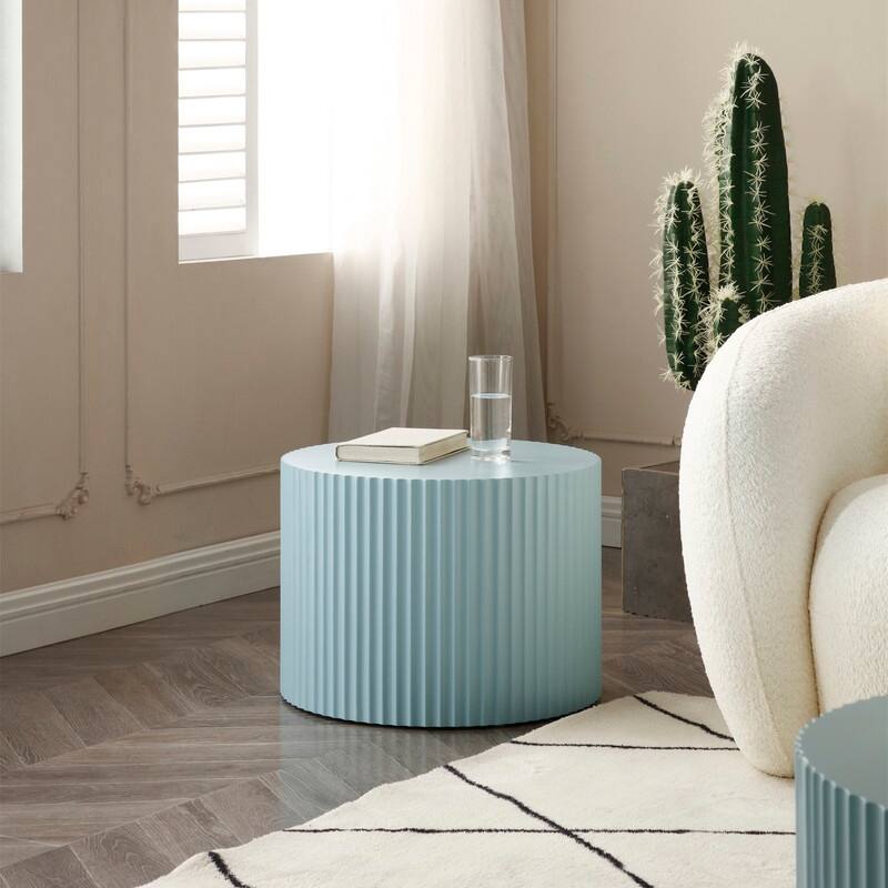 Modern Handcraft Round Coffee Table Nesting Table, Set of 2 - Blue