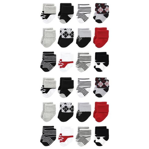 slide 1 of 1, Little Treasure Baby Cotton Rich Terry Socks 24-Pack, Tuxedo 0-6 Months - Tuxedo