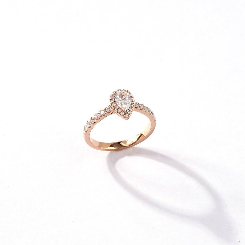 3/4ct TDW Diamond Pear Shape Halo Engagement Ring in 10k Gold for Women