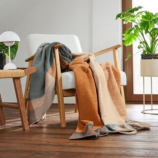 イベナ　ブランケット IBENA Cotton Checkered Colorblock Design Cozy Oversize Throw