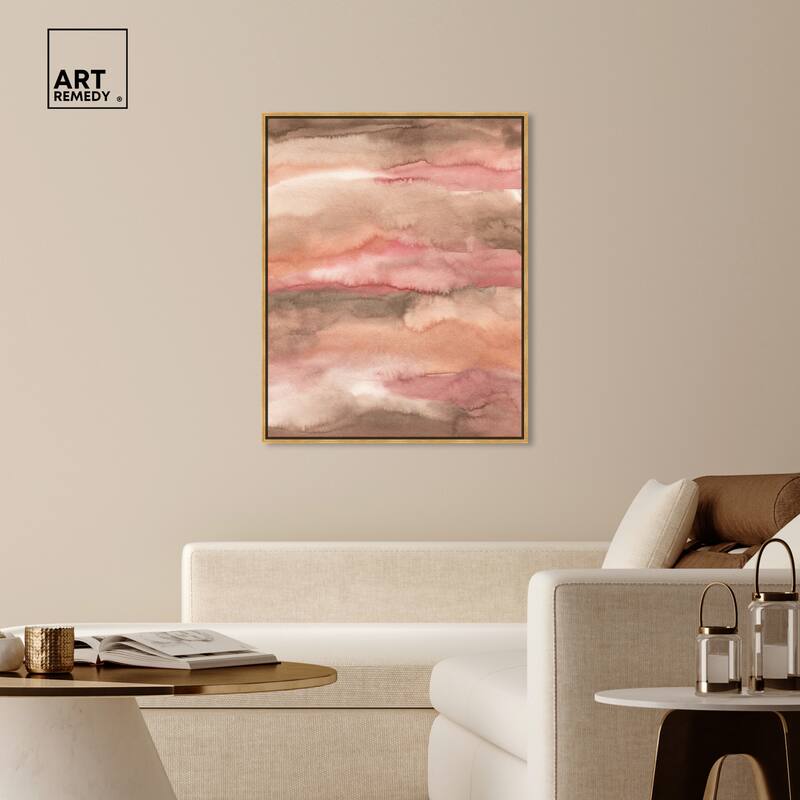 Art Remedy Loose Powder Framed Boho Abstract 1 Piece Canvas Wall Art