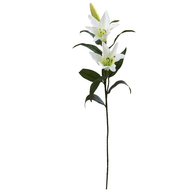 Artificial Flower Stems Set of 6 - 20 Inch Decorative Blossom Plants for Home Decor - White - 5