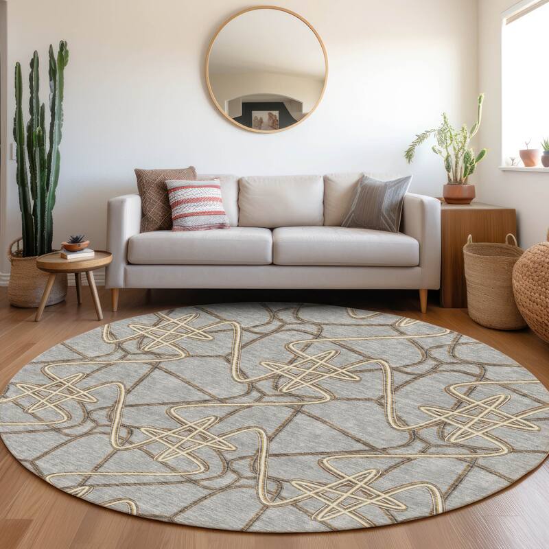 Premium Washable Super Soft Modern Maze Mayfield Rug - Gray - 8' x 8'