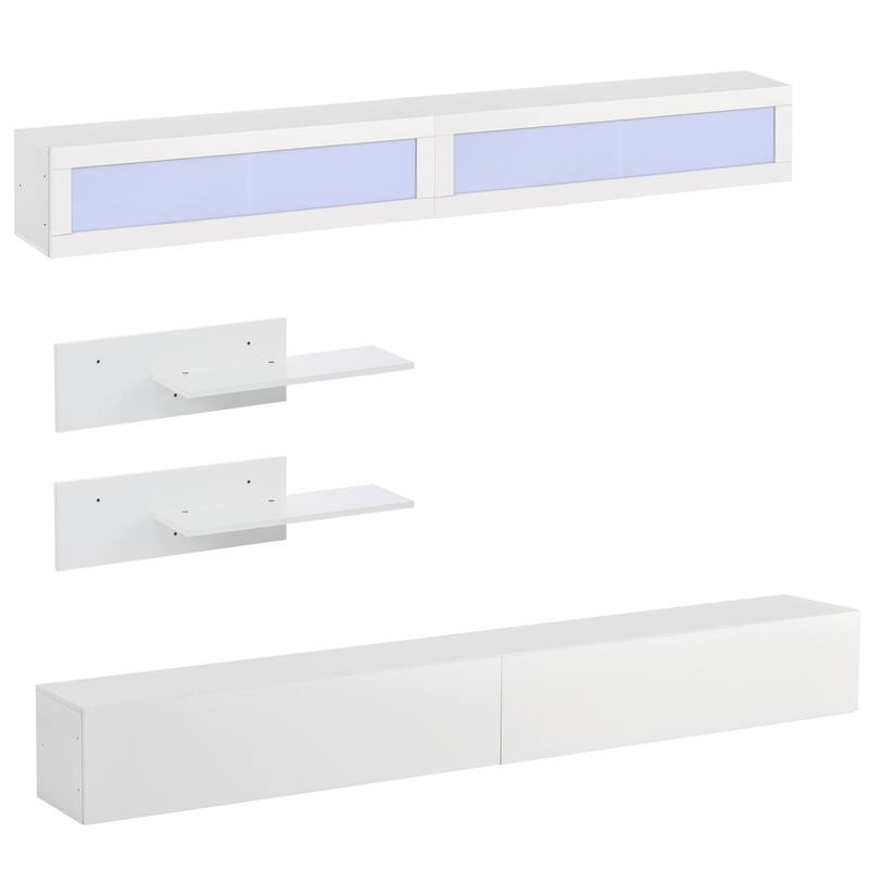 Floating Wall Mounted TV Stand with 4 Storage & 2 Shelves