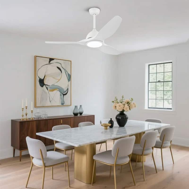 Vaczon 52" Modern White ABS 3-blade Propeller Ceiling Fan with Light and Remote