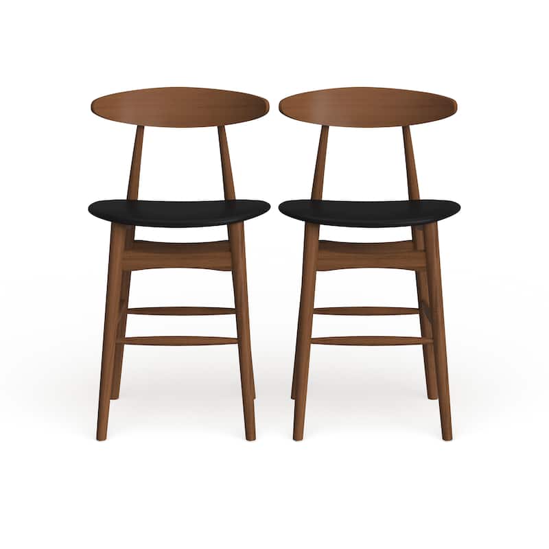 Carson Carrington Solna Mid-century Black Faux Leather Counter Stool (Set of 2)