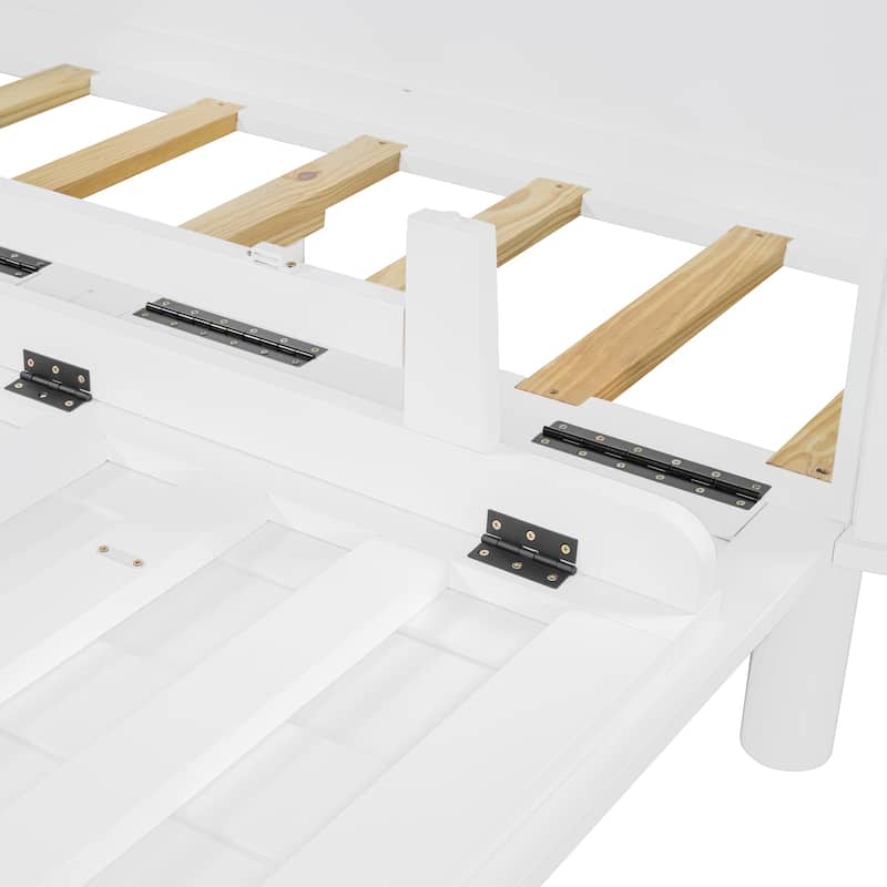 Queen Size Murphy Bed with Hidden Storage, Side Cabinets, and Woven Drawer Design, Space-Saving Foldable Bed