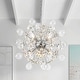 preview thumbnail 1 of 14, Art Deco Crystal Flower Glass Bubble Sunburst Chandelier 23.6in Chrome