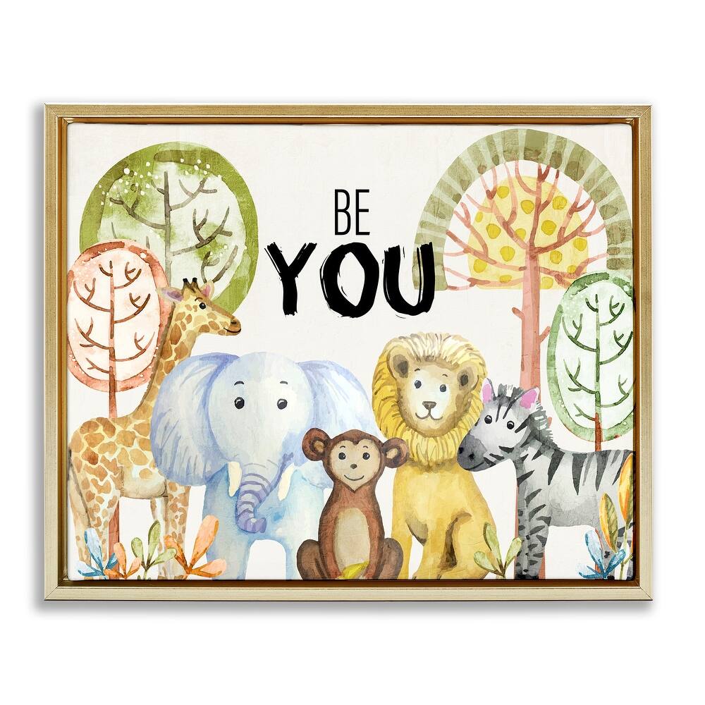 Stupell Be You Jungle Animals Framed Floater Canvas Wall Art Design By Kim Allen