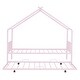 preview thumbnail 3 of 13, Pink Twin Size Metal House Bed with Trundle & Roof