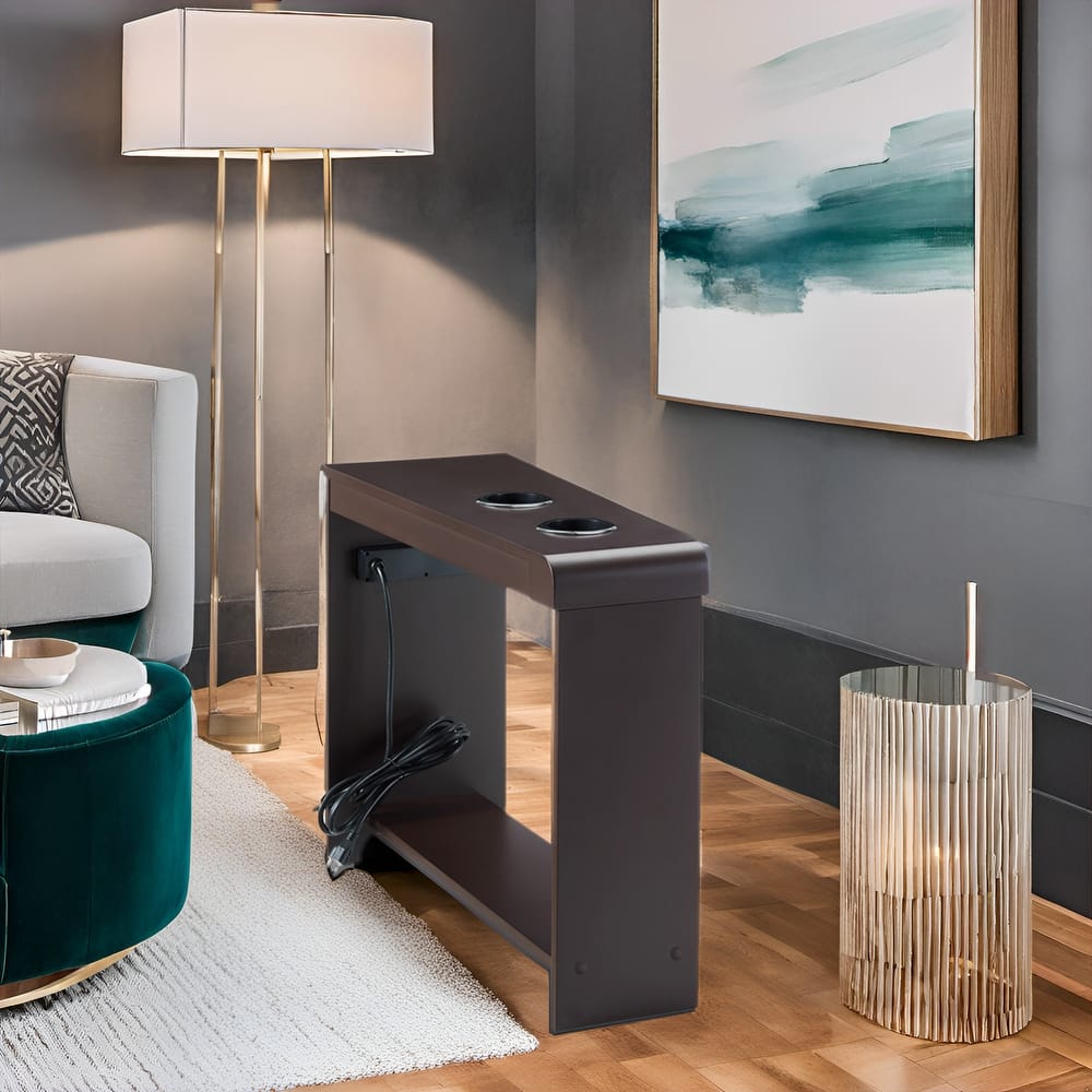 Nightstand with Charging Station - End Table with USB Ports & Outlets