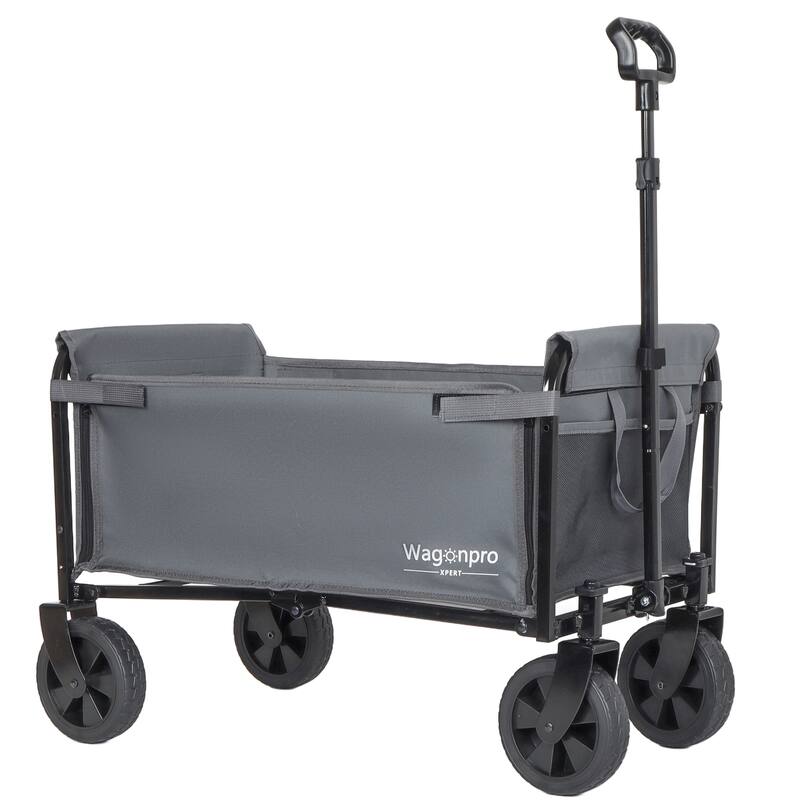 All-in-One Convertible Folding Trolley with Bench Seat & Dog Leash - Heavy Duty 4-Wheel Utility Cart