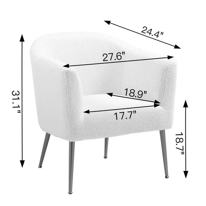 Ayami White Boucle Accent Chair with Gold Legs