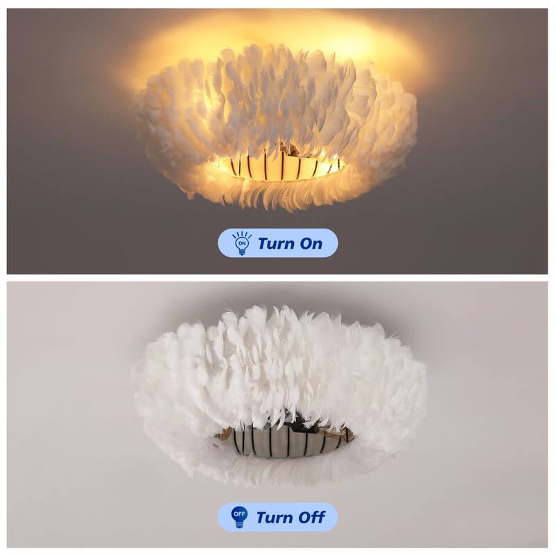 20" Caged Ceiling Fans Flush Mount,Low Profile Fabric Farmhouse Ceiling Fan with Remote Control - N/A