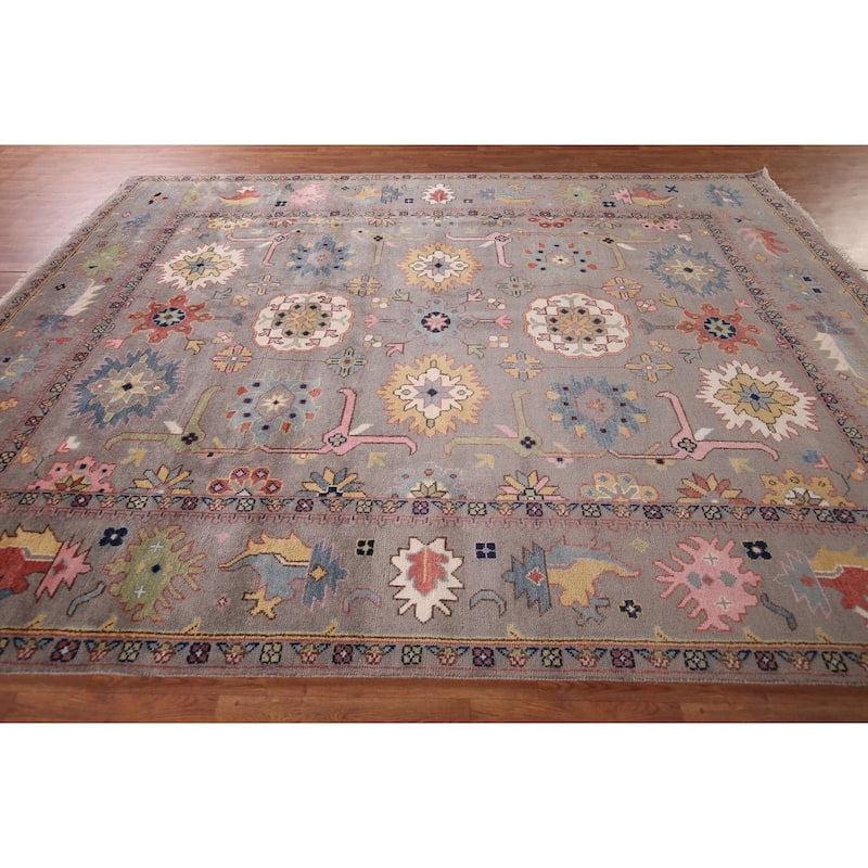 Transitional Oushak Oriental Area Rug Hand-Knotted Wool Carpet - 9'2"x 11'10"