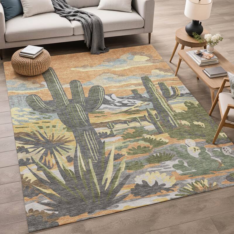 Machine Washable Indoor/ Outdoor Southwestern Mesa Chantille Rug