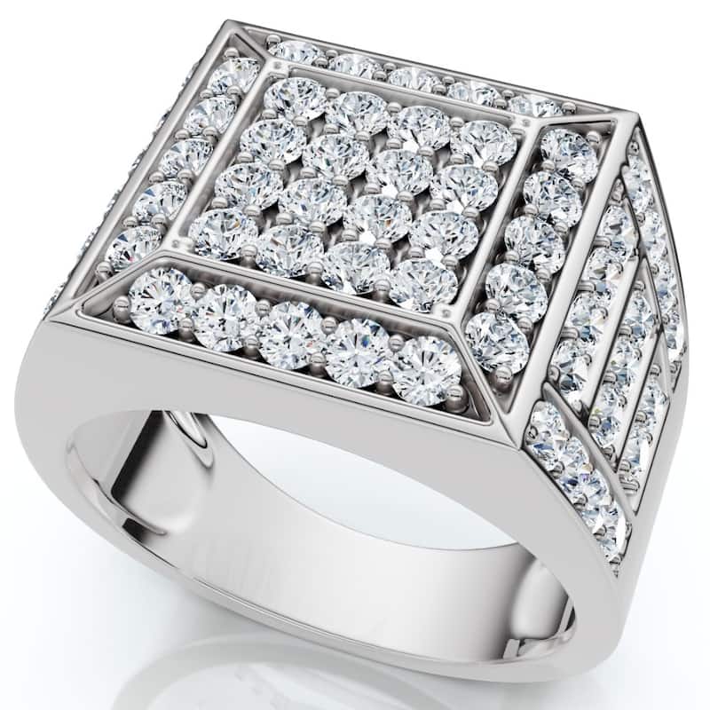 Men's 3Ct Square Diamond Fashion Pinky Ring Gold Lab Grown