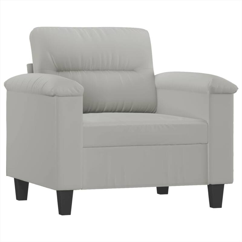 Sofa Chair, Gray Microfiber, Tapered BLock Legs, 35 Inch