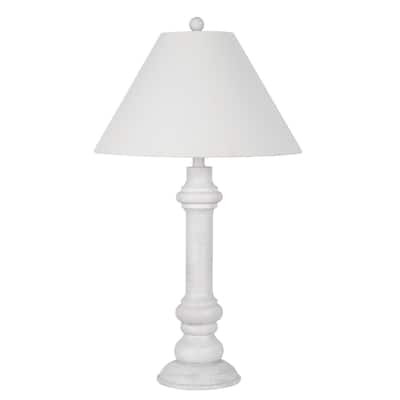 Polyresin 30" Table Lamp with Linen Shade, Antique Cream (Set of 2)
