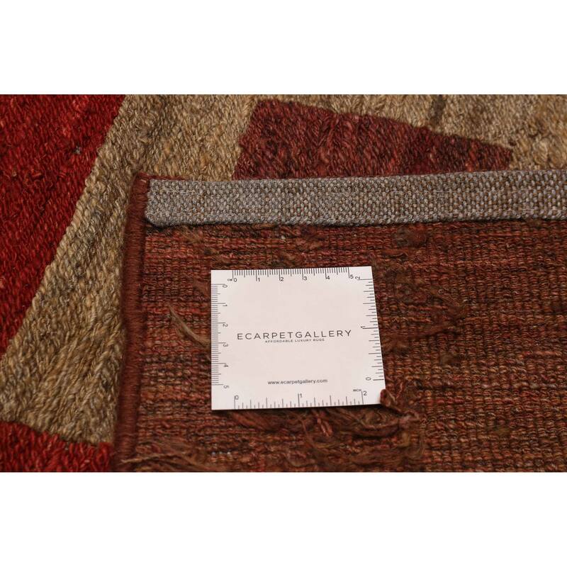 ECARPETGALLERY Flat-Weave Lahor Finest Red Wool Tapestry Kilim - 12'5 x 14'7