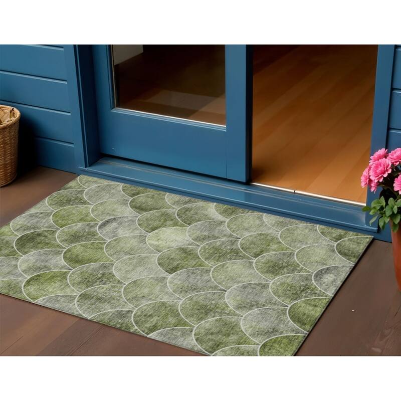 HomeRoots Abstract Transitional Rectangle Outdoor Rug - 3' x 5'