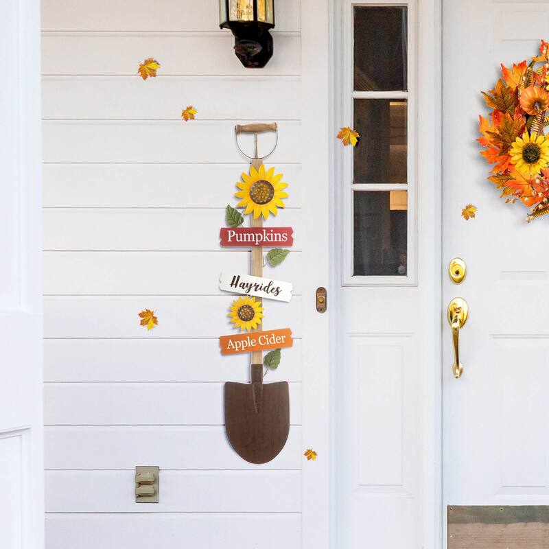 Glitzhome Fall Harvest Metal Yard Stake Hanging Decor for Thanksgiving (2-3 Functions)
