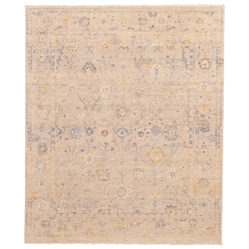 ECARPETGALLERY Hand-knotted Modern Oushak Light Grey Wool Rug - 7'10 x 9'7