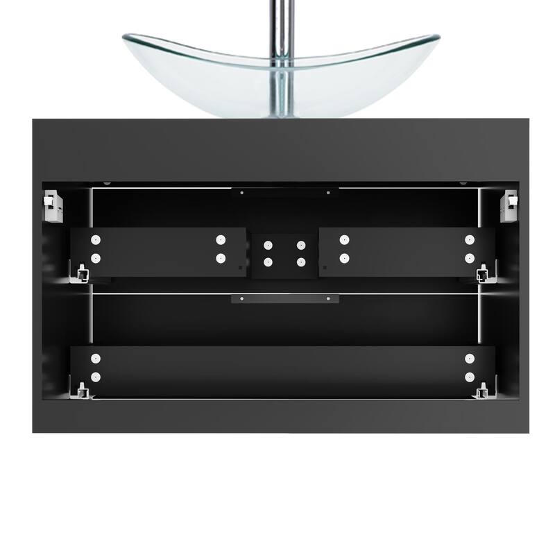 Modern Wall Mounted Bathroom Vanity Set with Vessel Sink & Faucet
